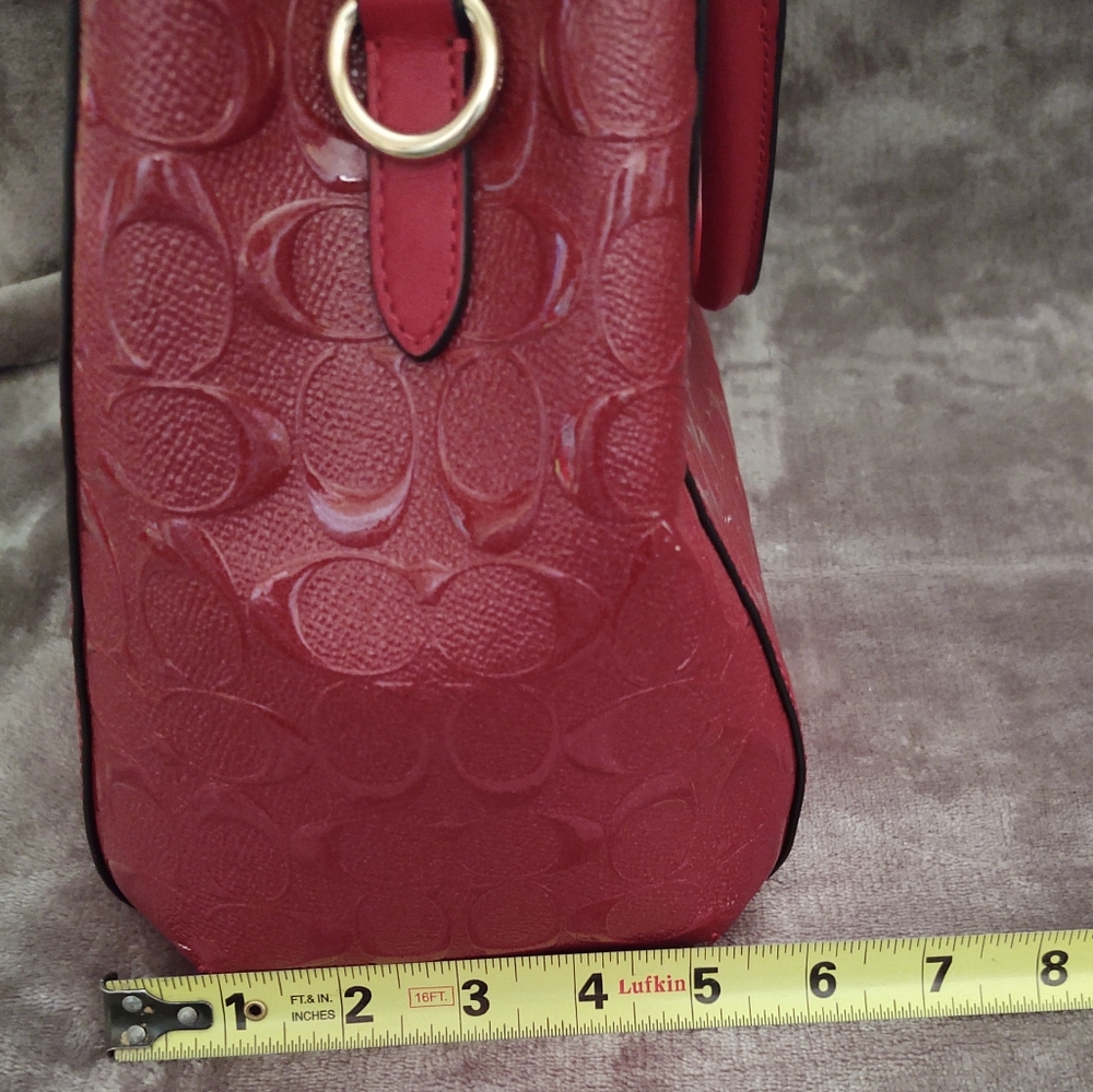 Coach #55451 Margot Red Signature Debossed Patent Leather Carryall Purse Handbag - Picture 12 of 12